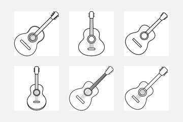 Naklejka premium Colorful Guitar Line Art Set for Kids to Enjoy 