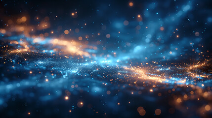 Obraz premium Blue Space Filled with Stars, Bokeh, and Particle Lighting in Digital Art