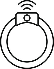 Line icon of a smart bracelet sending data with wifi