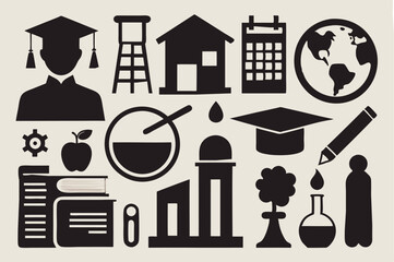  education icons silhouette vector illustration 