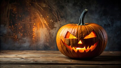 Spooky Halloween pumpkin carved with a creepy face , Jack-o-lantern, autumn, decoration, festive, trick or treat, witch, spooky