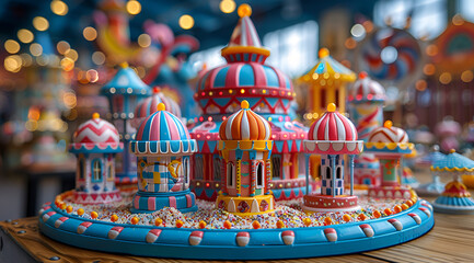  A vibrant carnival ride on display in a store.