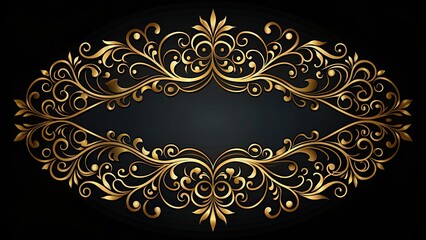 Elegant gold filigree design on a black background, ornate, intricate, decorative, luxurious, elegant, ornamental, baroque
