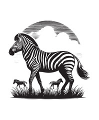 zebra vector art,graphics zebras icons set,vintage illustration zebra clipart,vector zebras flat style artwork design