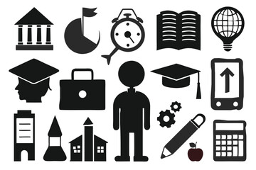  education icons silhouette vector illustration 