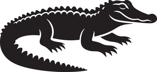 alligator silhouette vector illustration.  Crocodile silhouette vector illustration. Crocodile and alligator silhouette