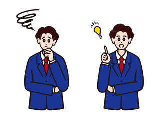 スーツを着た男性の疑問と解決　カラー