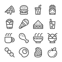 food and drink line icon set,vector and illustration