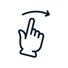 Gesture, direction, finger touch concept. Vector linear icon isolated on white background.