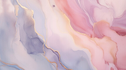 Fototapeta premium A soft pastel pink, blue and gold marble pattern with fluid lines of color flowing into each other.seamless patterns, background, wallpaper.