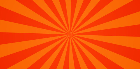 Vector orange sun rays and sunburst backdrop background. Modern seamless retro vintage burst sunrise sunbeam element spiral striped illustration sunray template wallpaper design.