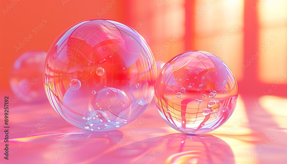 Poster Abstract and modern 3d pink metaball bubble shape floating.