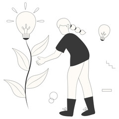 Startup Business Concept Illustration. Isolated on White Background. Flat Vector Clipart in Hand Drawn Style.