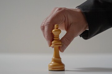 ai generative businessman's hand holding a chess piece
