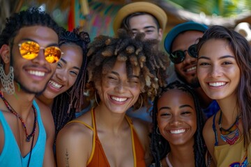 Fototapeta premium Diverse Multiracial Group Embracing Joyful Togetherness in Colorful Harmony