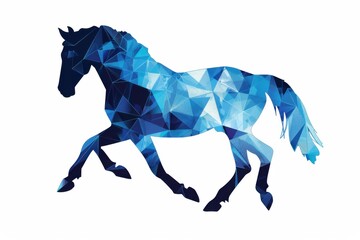 Obraz premium Majestic silhouette of a blue horse against geometric background