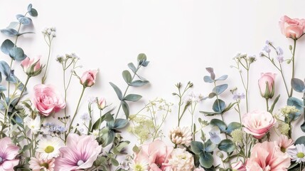 Gentle floral country bridal borders