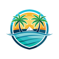 summer beach logo vector illustration