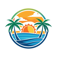 summer beach logo vector illustration