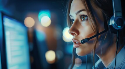 Focused call center agent on duty
