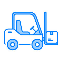 Naklejka premium Forklift icon. Forklift, Warehouse, Logistics, truck, Unloading, Lift truck, Transport, Industrial, Pallet. Vector icon illustration