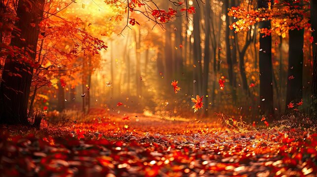 forest ablaze with autumn colors, where rustling leaves and crisp air awaken a sense of nostalgia and wonder.