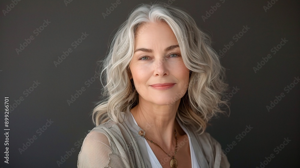 Canvas Prints Mature senior model woman smiling for spa beauty and skincare in studio