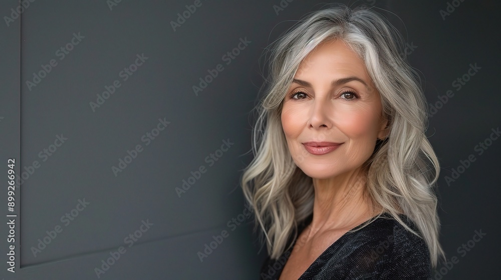 Canvas Prints Mature senior model woman smiling for spa beauty and skincare in studio, copy space