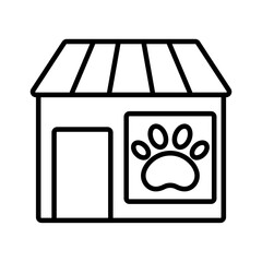 Pet shop line icon isolated object. Editable stroke, hand drawn vector graphics.