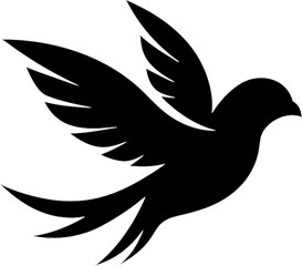 Fototapeta premium Elegant silhouette of sparrow in black stencil design. 