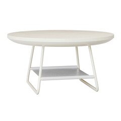 A white coffee table with a shelf underneath it