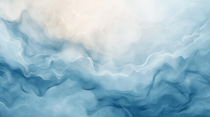 Obraz premium The image is a blue and white abstract painting of a wave