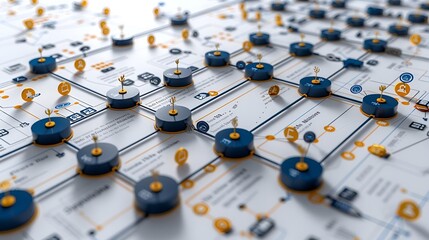  A 3D network diagram showcasing interconnected nodes and lines.