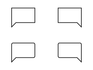 ミニマルな長方形吹き出しセットA：カクカク下付き黒線