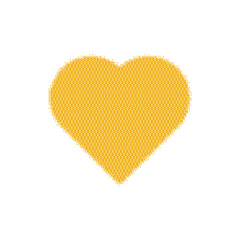 Gothic yellow heart with grunge texture and halftone gradient. Y2K Gradient dot gothcore style. Flat vector illustration isolated on white background.