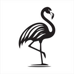 Elegant Vector Artwork of an Avian Flamingo Logo Bright Pink Flamingo Icon