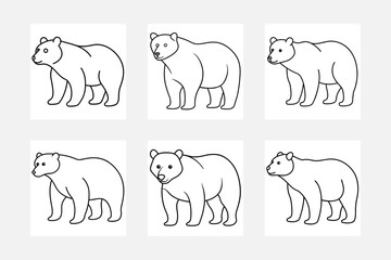 Playful Bear Line Art Illustrations for Young Artists
