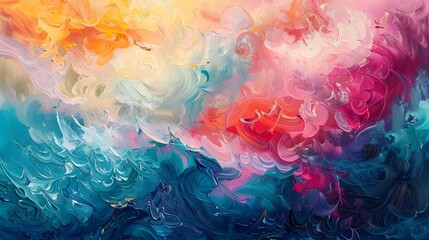 Boundless creativity and imaginative expression captured in this vibrant abstract painting with fluid brushstrokes dynamic motion and energy and expressive colors and textures  A dreamlike 