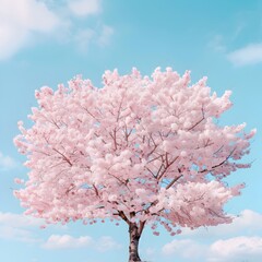 Lush and Vibrant Cherry Blossom Tree in Full Bloom Framed by a Serene Tranquil Azure Sky   A Breathtaking Natural Landscape Captured with a DSLR