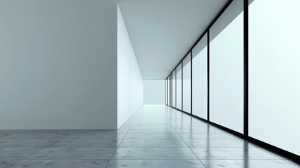 Modern Minimalist Interior Corridor with Reflective Floor Background