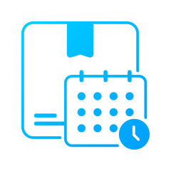 Delivery Schedule icon. On time, Delivery time, Package, Delivery, Calendar, Pick up, Packing, Schedule, Time and date
