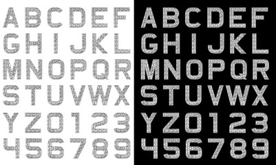 Disco Font Sparkly Silver alphabet and numbers