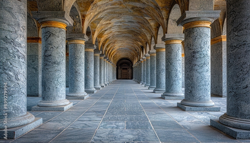 Poster Rows of three dimensional columns 