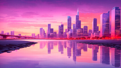 Obraz premium city skyline with tall buildings 