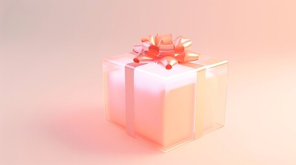 A Beautifully Wrapped Gift Box with a Pink Gradient Background