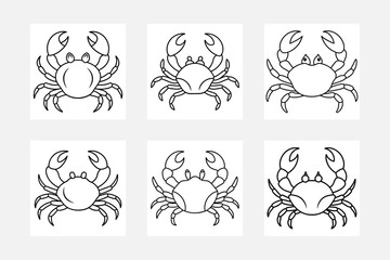 Crab Line Art for Kids Coloring Book Creative Illustrations
