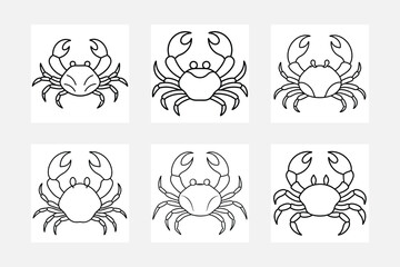 Kids Coloring Book Crab Line Art Illustrations

