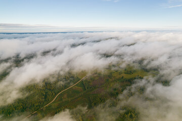 Beautiful nature view with clouds. Aerial view