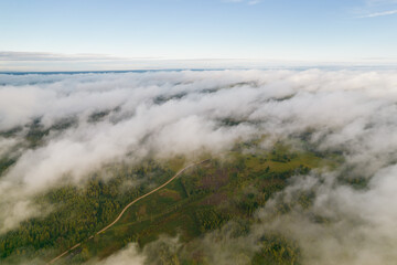 Beautiful nature view with clouds. Aerial view