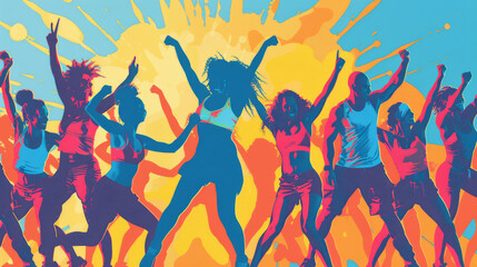 A group of women are dancing and celebrating